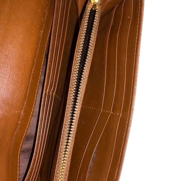 Prada MIU MIU Long Leather Wallet Camel Tan Gold Letters - Picture 8 of 14